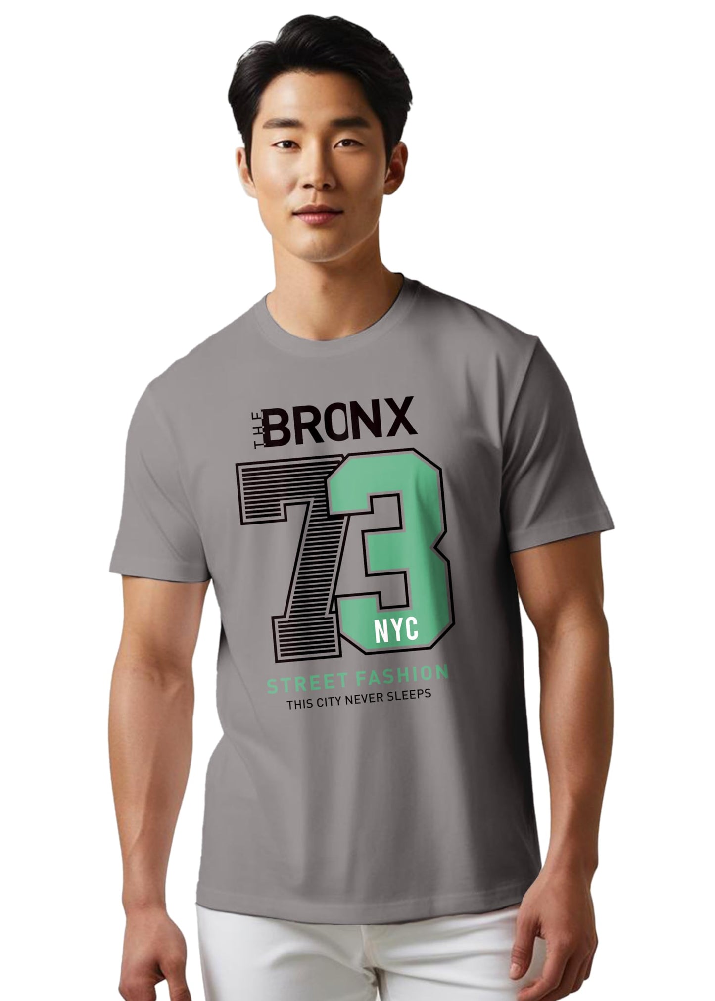 Peppyzone Mens Regular Fit T-Shirt (PZ-N-8372_Grey2