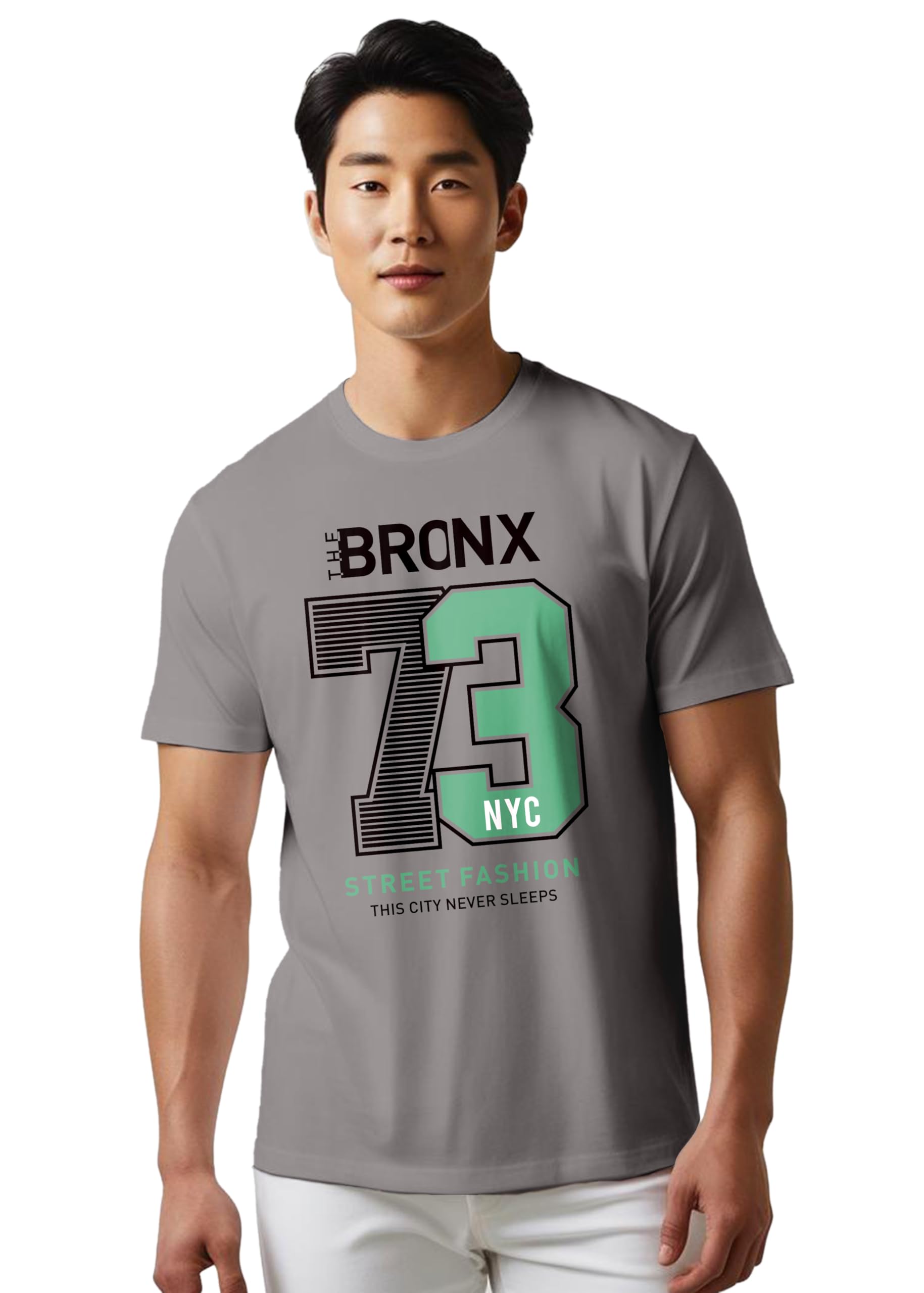 Peppyzone Mens Regular Fit T-Shirt (PZ-N-8372_Grey2