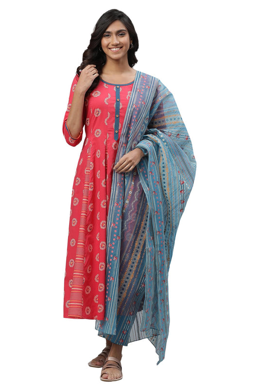 Aurelia Women's Cotton Kurta-Tight-Dupatta