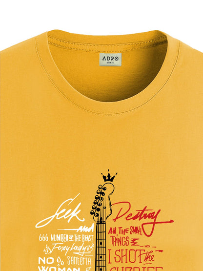 ADRO Guitar Design Printed T-Shirt for Men - 100% Cotton, Regular Fit, Soft Breathable Fabric | RN23-M-GTR-MU