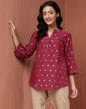 Fabindia Purple Cotton Silk Blend Woven Tunic