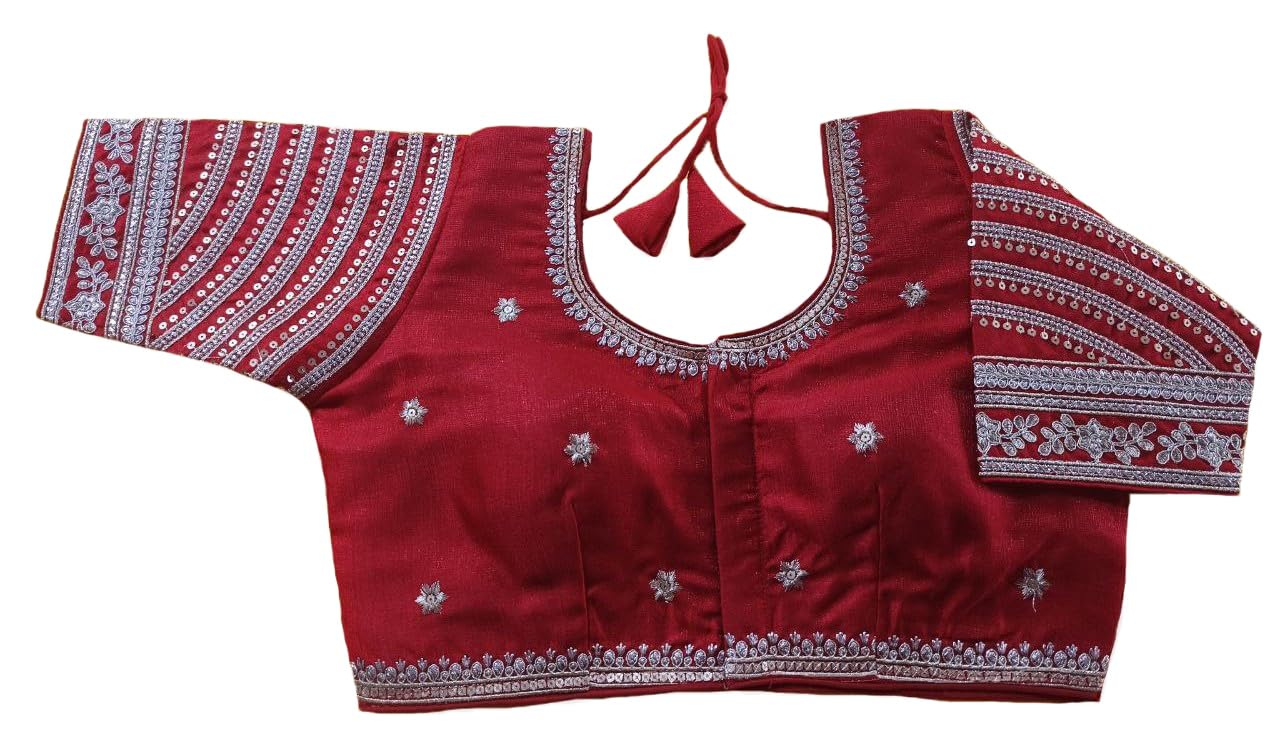 Vihu Fashion WomenS Blouse Readymade Blouse Embroidery Multi Coding Gold Thread Indian Ethnic Designer Stitched WomenS Readyma