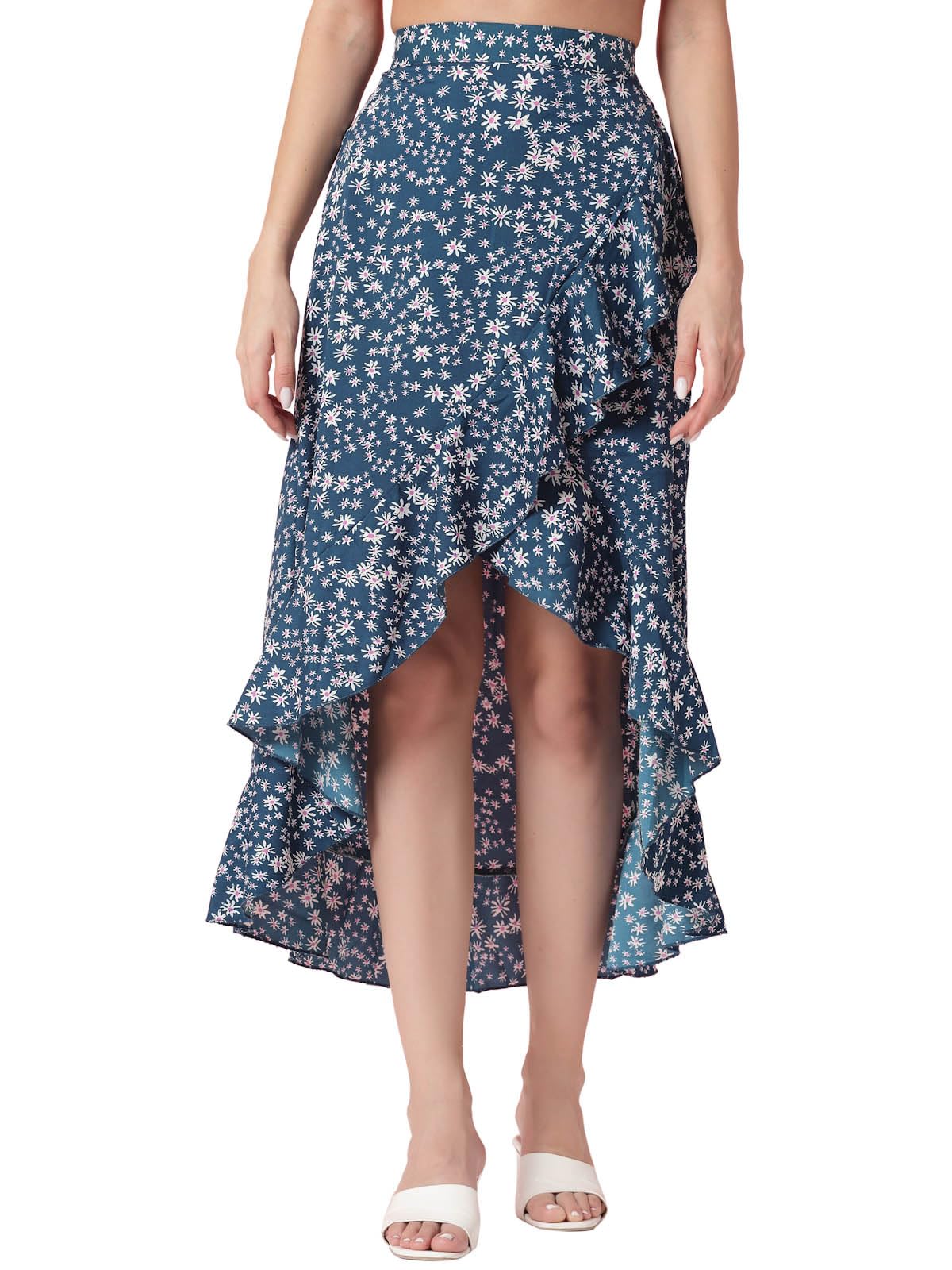 OOMPH! Long Skirts for Women Blue - msk056