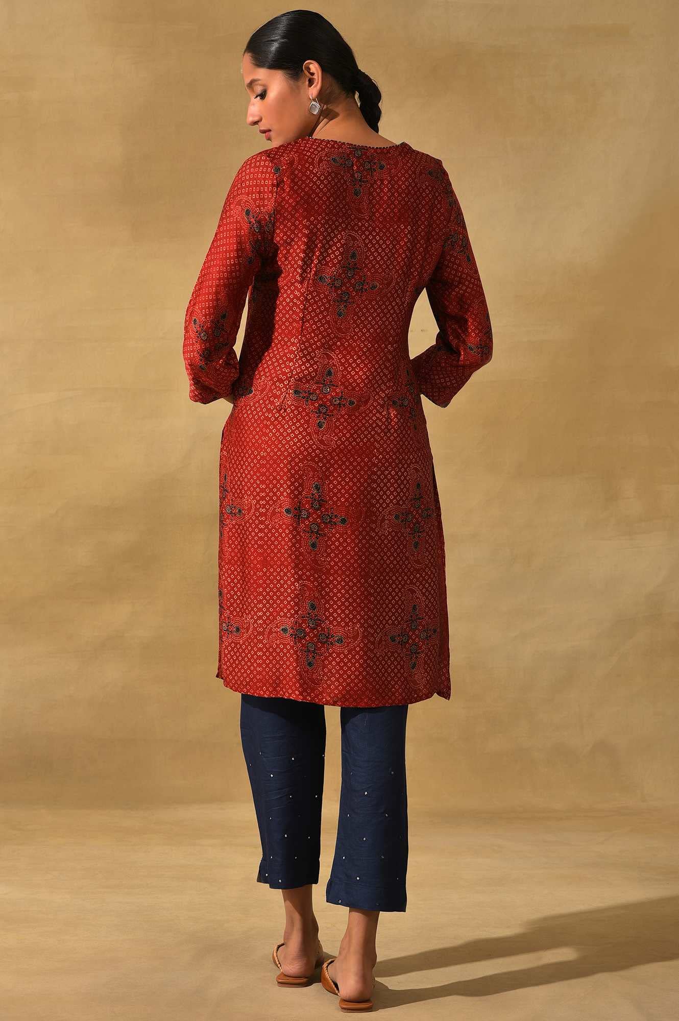 W for Woman Women's Viscose Print Regular Kurtas