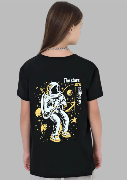Uniplanet Store GirlS Cotton Blend T-Shirts With Space Theme Graphic Printed Half Sleeves Round Neck Regular Fit And Standard L