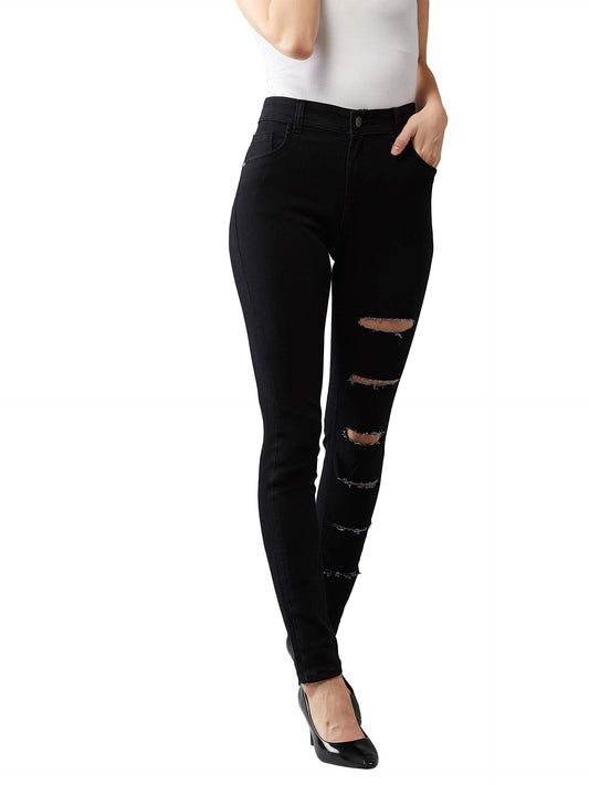 Dolce Crudo Womens Black Slim High Rise Clean Look Regular Denim Jeans(DOSS19DEN08-51-62-34,Black,34)