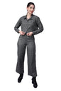 Popwings Casual Checks Print Crop Shirt And Trouser Co-Ord Set For Women | Shirt And Pant Co-Ord Set For Women | Full Sleeves Co