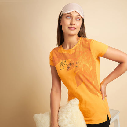 Sweet Dreams Womens Solid Regular Fit T-Shirt (LT-3252GV Mango