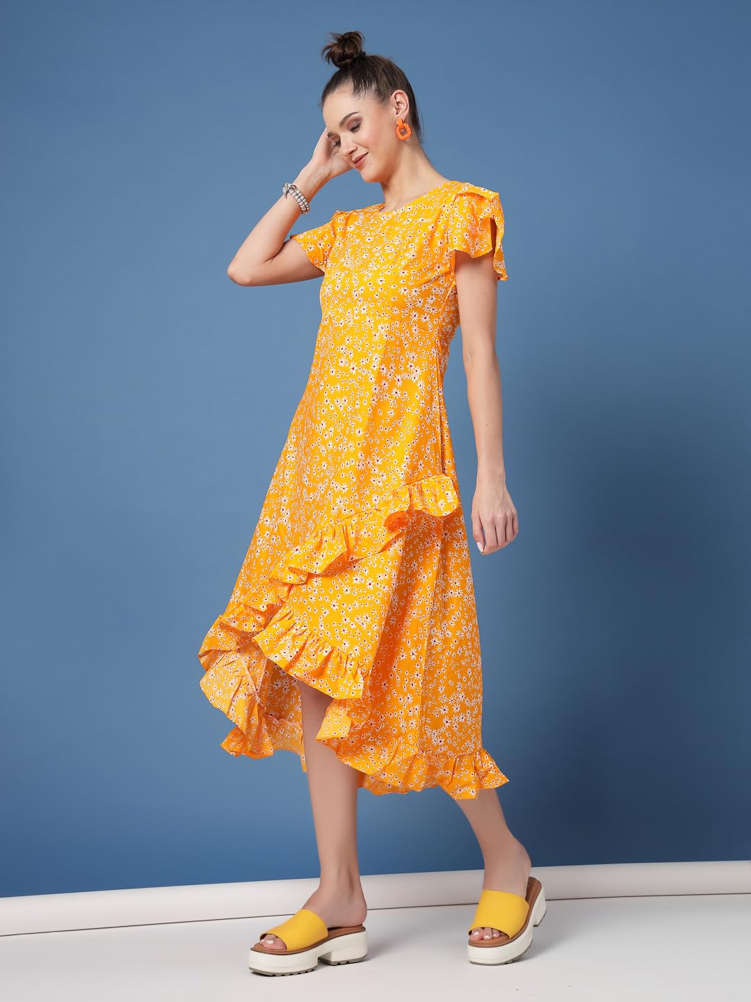 Oomph! Dress For Women Stylish| Summer Vacation Style |Floral Print Wrap Maxi |Lightweight Flared Maxi Dress For Casual & Holida
