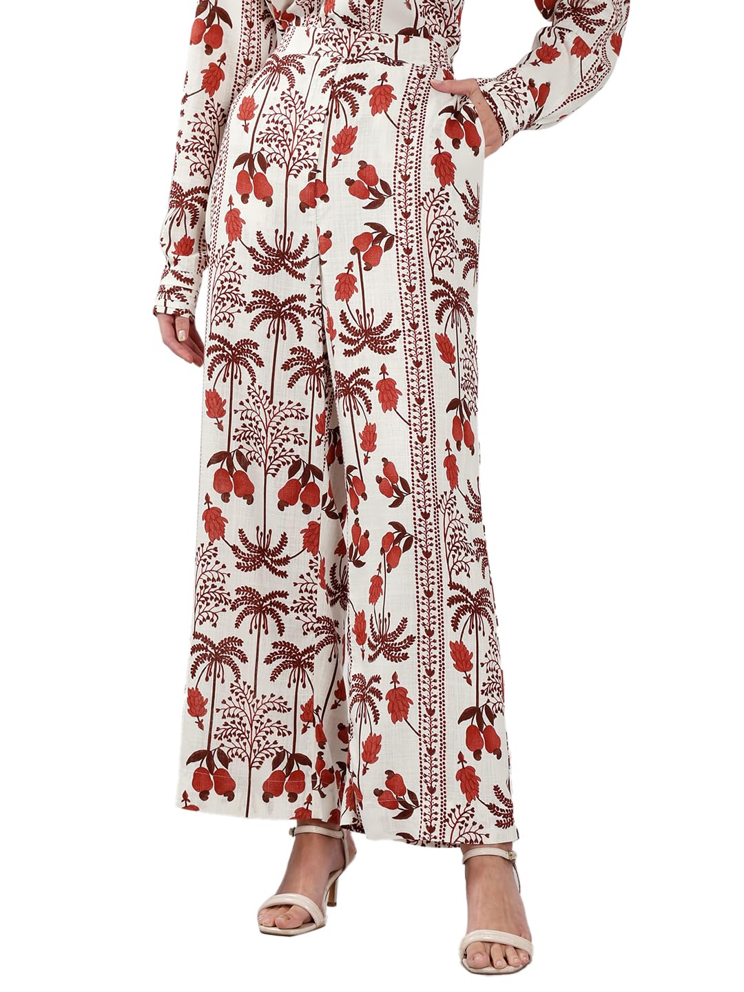 Vero Moda Women Flared White High Rise Pants
