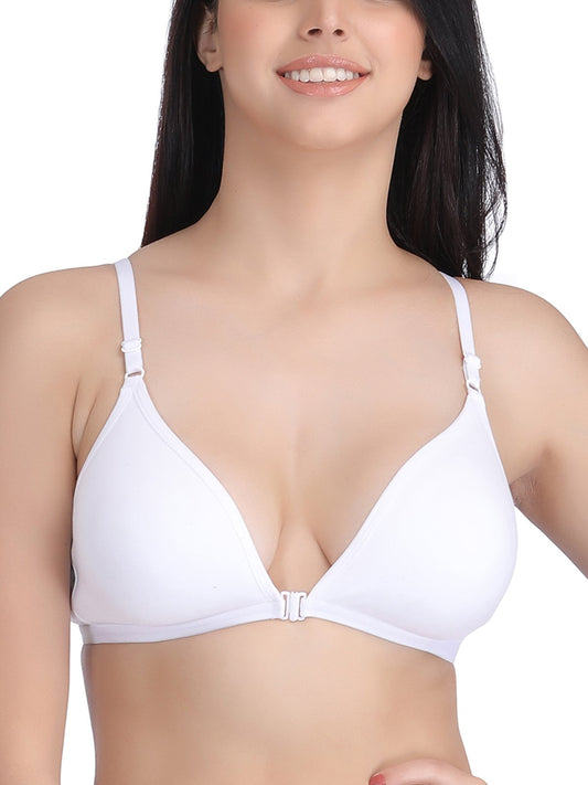 Clovia Womens Cotton Non Padded Wire Free T-Shirt Bra (BR0768P18_White_32C)