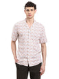 Turtle Men Cotton Slim Fit Printed Beige Casual Shirt