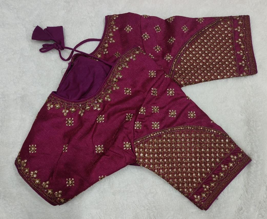Vihu Fashion WomenS Readymade Blouse Multi Golden Codding Sequence Embroidery Work Indian Ethnic Designer Stitched Readymade Sa