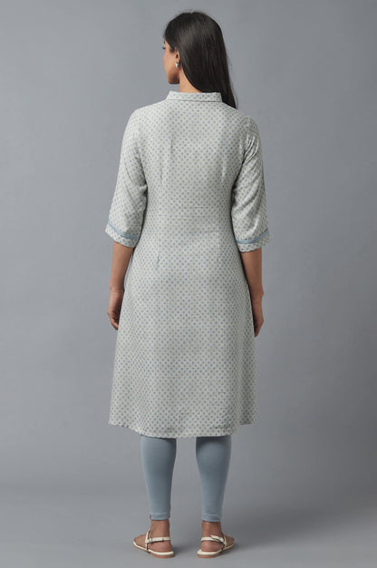 W for Woman Rayon Checked Shirt Collar A Line Kurta for Women