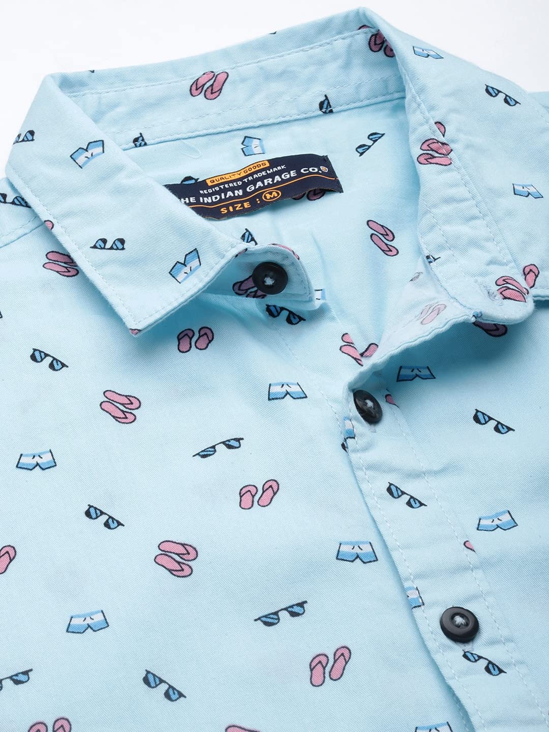 The Indian Garage Co Men Blue Conversational Printed Slim Fit Cotton Casual Shirt