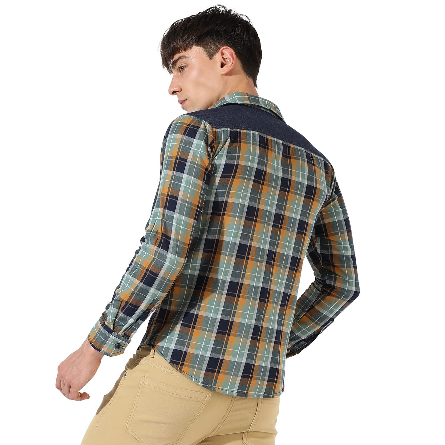 Campus Sutra Mens Multicolour Checkered Button Up Collared Shirt for Casual Wear | Shirt Crafted with Regular Sleeve, Comfort F