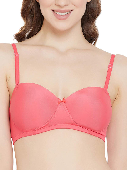 Clovia Womens Padded Full Cup Wire Free Balconette Bra (BR2081A22_Pink_40C)