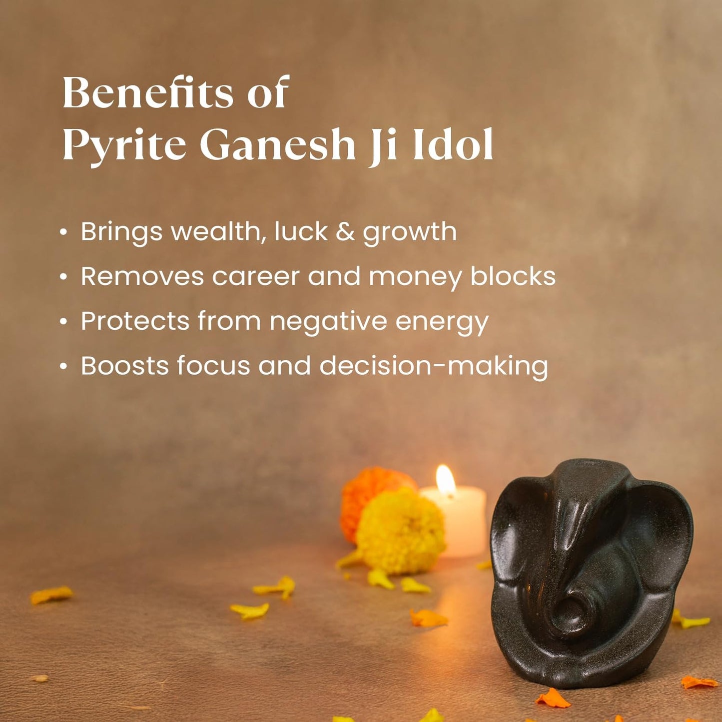 Astrotalk Pyrite Ganesha Ji Murti | Ganesh Idol for Wealth, Prosperity & Positivity | Ganesh Idol for Home Decor & Car Dashboard | Powerful Pyrite Ganesha Idols for New Beginnings & Energy Balance