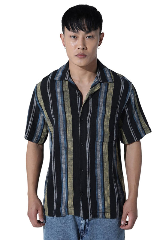 Hubberholme Men Multi Smart Casual Oversized Spread Collar Short Sleeves Shirt
