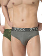 XYXX Mens Blend Geometric (Pack of 2) Cotton Modal Matrix Brief_2_Linear Grey+Olive Drift