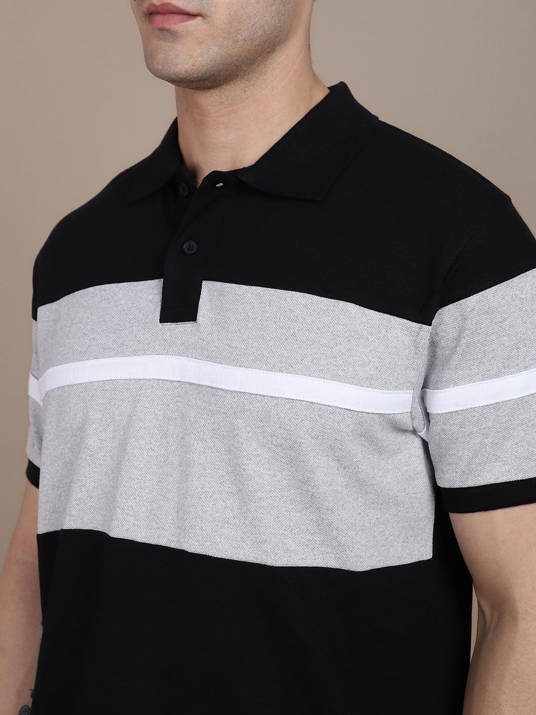 Dennis Lingo MenS Cotton Black Polo T-Shirt (Colorblocked)