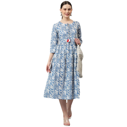 ANNI DESIGNER Women's Cotton Blend Anarkali Printed Kurta (Fulkali New)