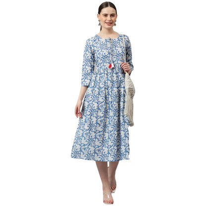 GoSriKi Women's Cotton Blend Anarkali Printed Kurta (Fulkali New-GS)