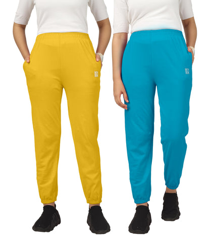 Kyda Kids Cotton Regular Fit Track Pants For Girls (Pack Of 2)