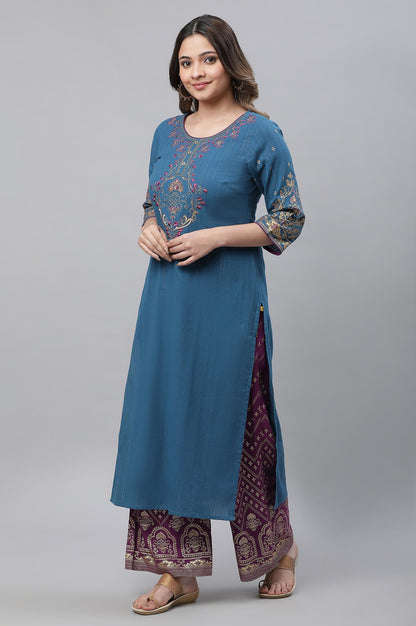 Aurelia Womens Cotton Regular Kurta (24FEA14536-606020_Ink Blue