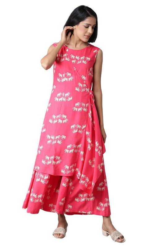 W Dark Pink Novelty Stylised Jumpsuit for Women