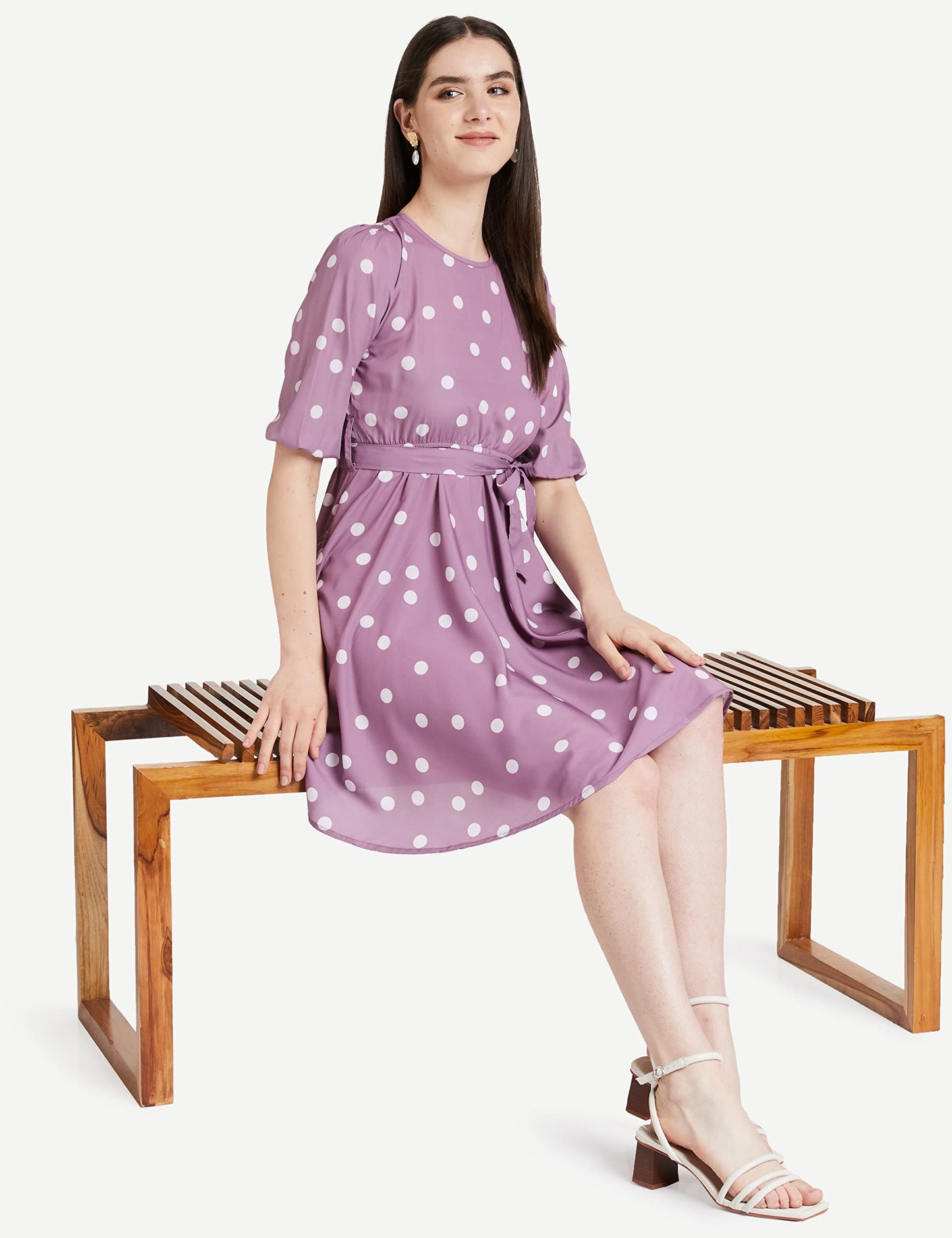 Tagas Women'S Polyester Blend Fit And Flare Knee-Length Dress (Op-3316-Purple-S_Purple_S)