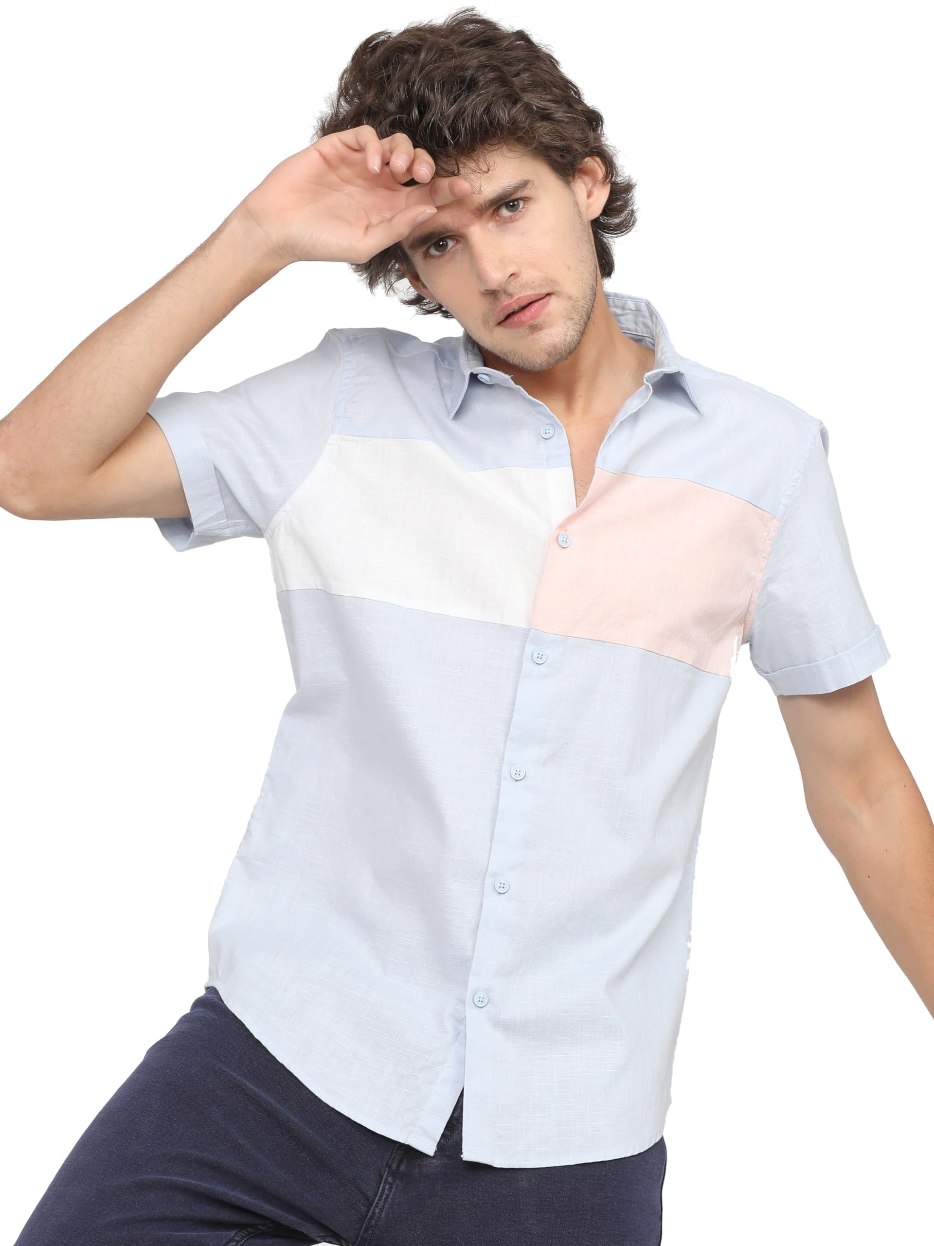 Ketch Mens Lt Blue/White Slim Fit Shirt