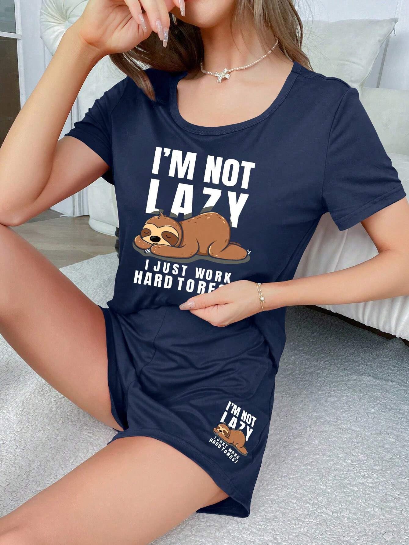 SMOWKLY Womens Cotton Half Sleeve T-Shirt & Short Pyjama Set || Printed Top & Shorts Nightsuit Pair for Women || Casual Two-Pie