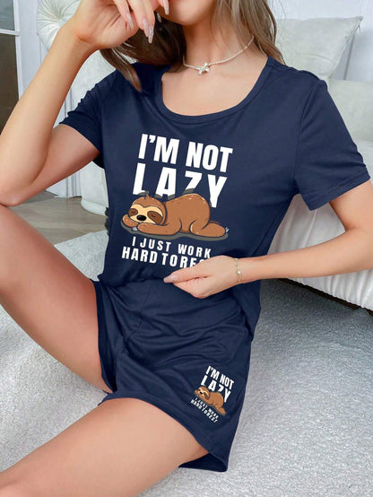 SMOWKLY Womens Cotton Half Sleeve T-Shirt & Short Pyjama Set || Printed Top & Shorts Nightsuit Pair for Women || Casual Two-Pie