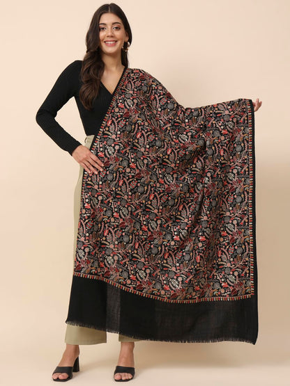 Pashmoda Women Gilkaari Pure Wool Embroidered Shawl (Size 101X203 CM)