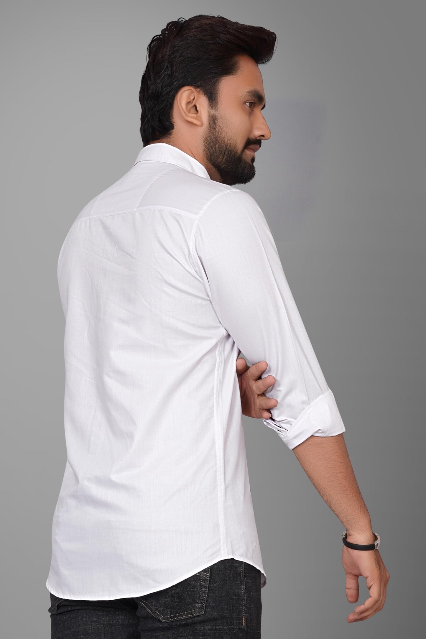 Besix MenS Cotton Solid Shirt With Spread Collared Full Sleeve Curved Hem Standard Tailored Fit Length | Shirts For Men Cotton