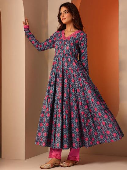 Libas WomenS Cotton Kurta Set (400786_Blue