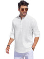 Noble Monk Men Full Sleeve Solid Casual Regular Fit Mandarin/Chinese Collor Short Kurta For Men White