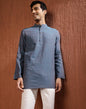 Fabindia Men's Cotton Dobby Regular Fit Kurta (1034723BLUE_Blue
