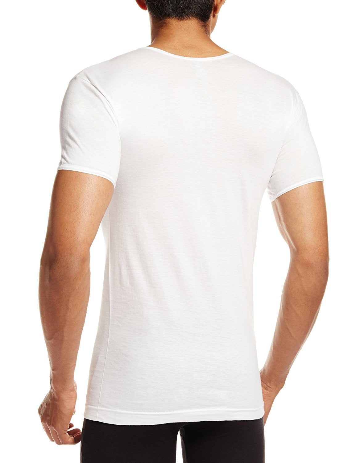 PRAKASAM COTTON Mens Combed Cotton Round Neck Half Sleeve White Vest with Extended Length for Easy Tuck (Gold) Pack of 3