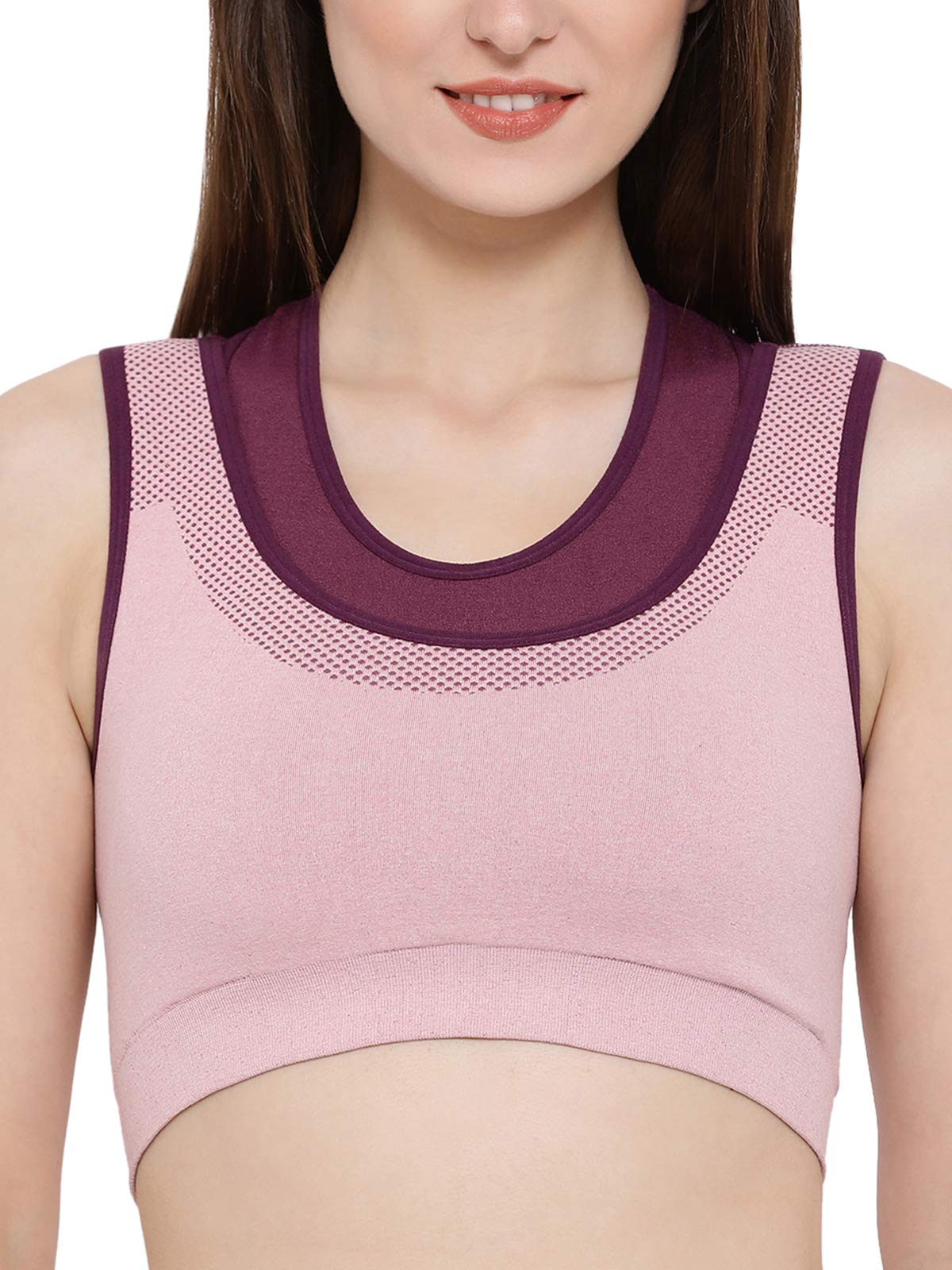 Clovia Womens Padded Seamless Sports Bra with Racerback (BR1867P22_Pink_XXL)