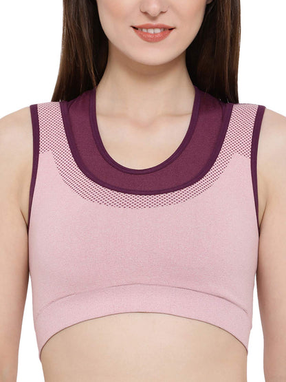 Clovia Womens Padded Seamless Sports Bra with Racerback (BR1867P22_Pink_XXL)
