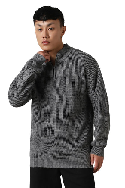 Hubberholme Men Acrylic Knitted Relaxed Fit Round Neck Full Sleeves Sweaters 6 Navy