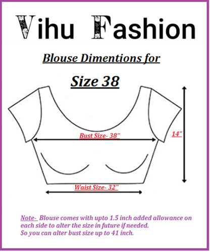 Vihu Fashion WomenS Flower Embroidery Sleeves Cut Work Readymade Saree Blouse