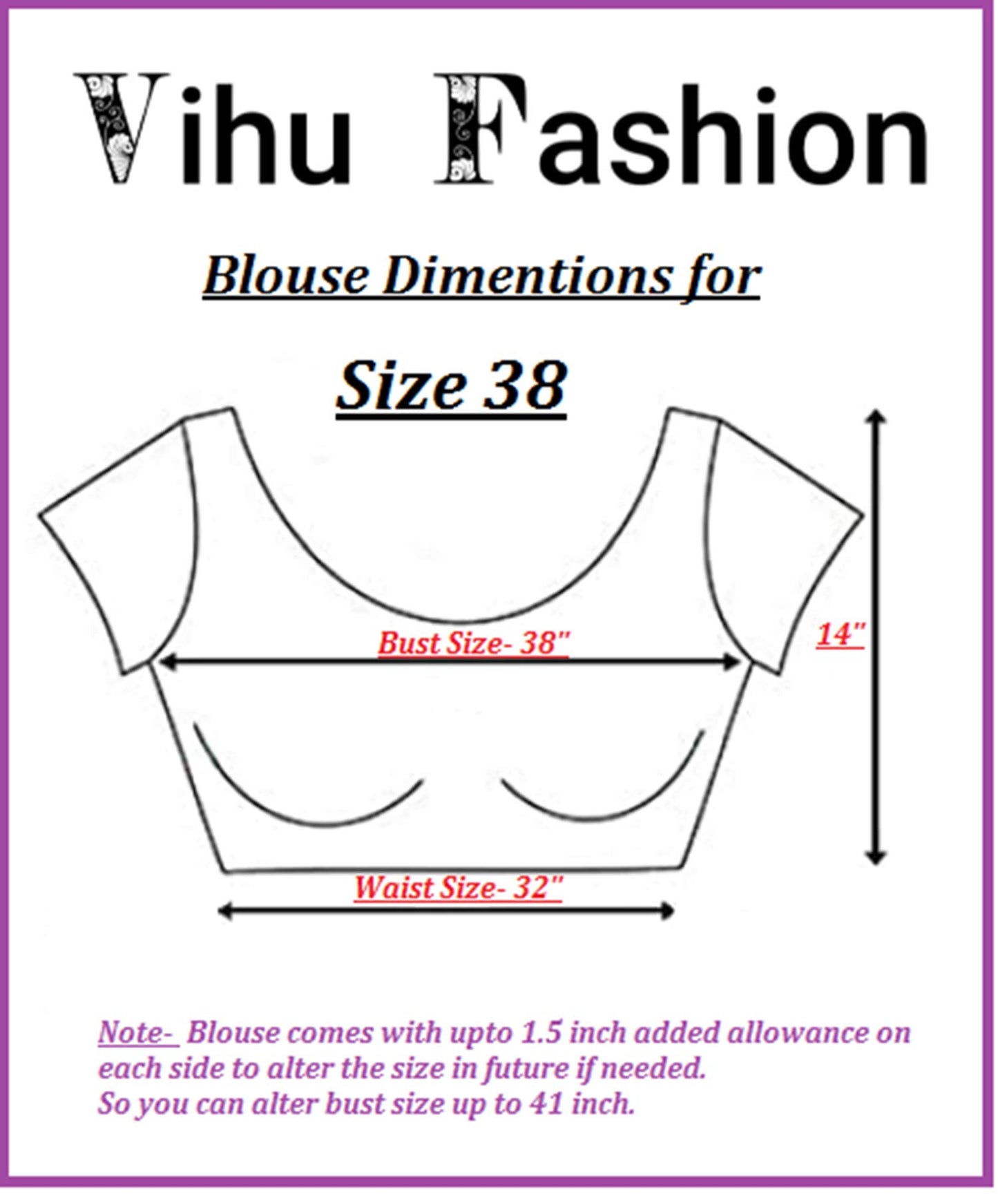 Vihu Fashion WomenS Silk Embroidery Coding Multi Work Readymade Saree Blouse