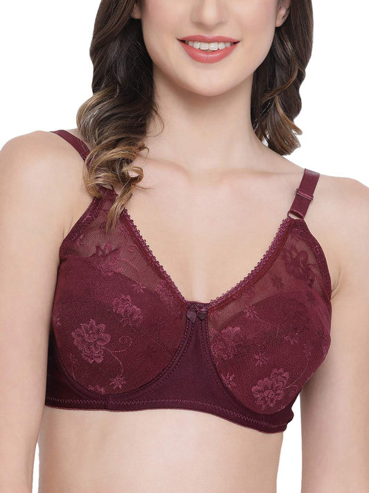 Clovia WomenS Lace Lightly Padded Underwired Full Figure Bra (Br1982P09_Red_38C)