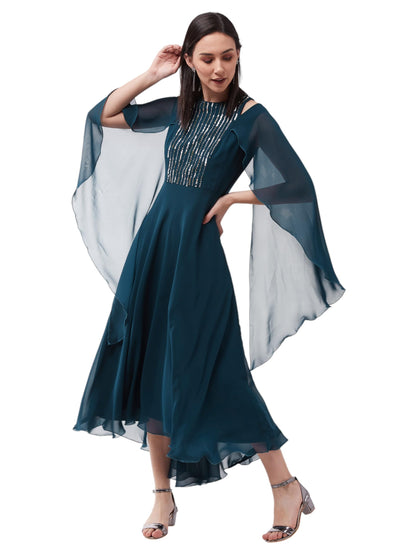 Miss Chase Womens Relaxed Fit Round Neck Sleeveless Maxi Dress (MCSS25D93-48-83-04, Teal, M)