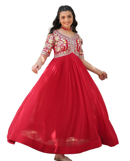 Fashion Basket WomenS Georgette Embroidered Anarkali Gown
