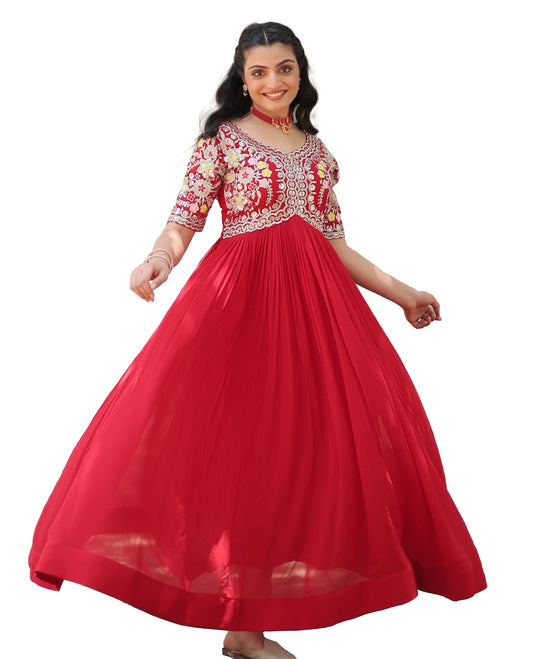 Fashion Basket WomenS Georgette Embroidered Anarkali Gown
