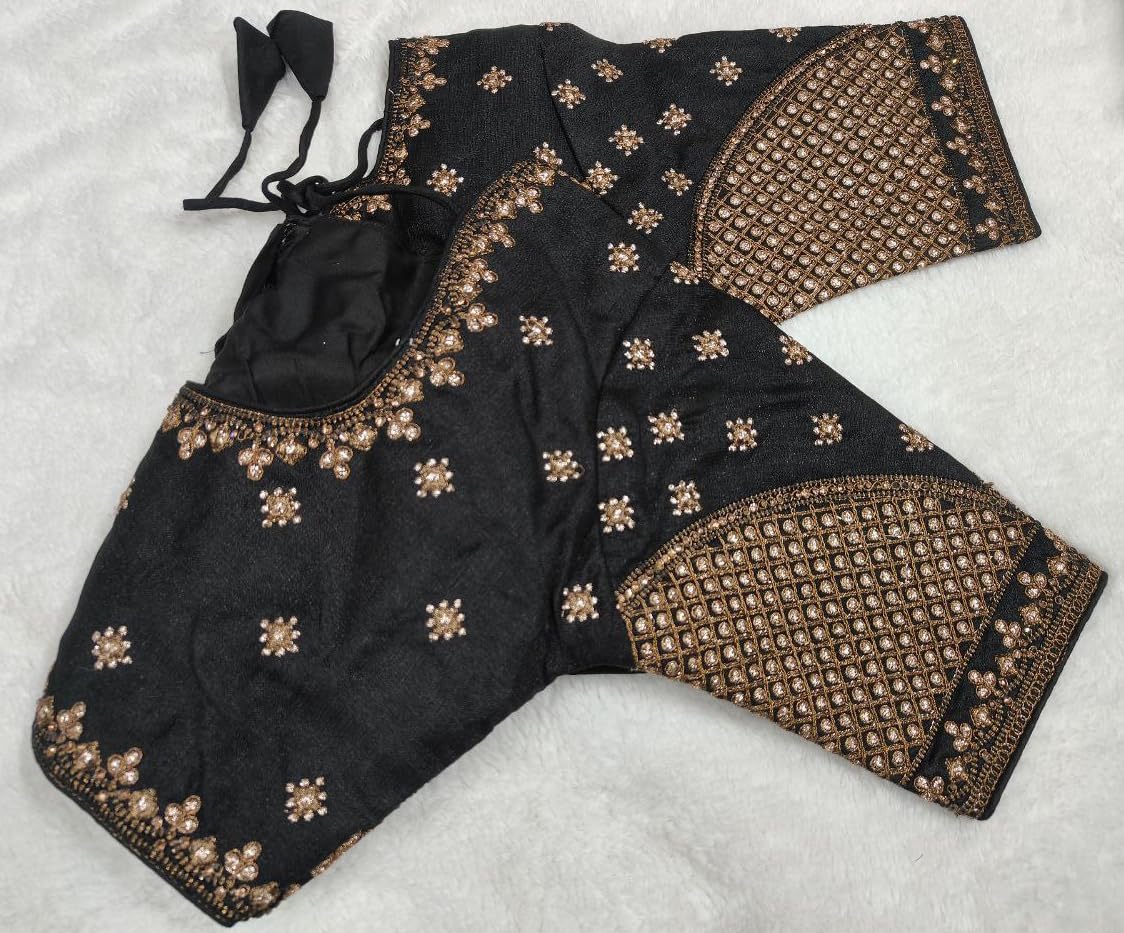Vihu Fashion WomenS Readymade Blouse Multi Golden Codding Sequence Embroidery Work Indian Ethnic Designer Stitched Readymade Sa